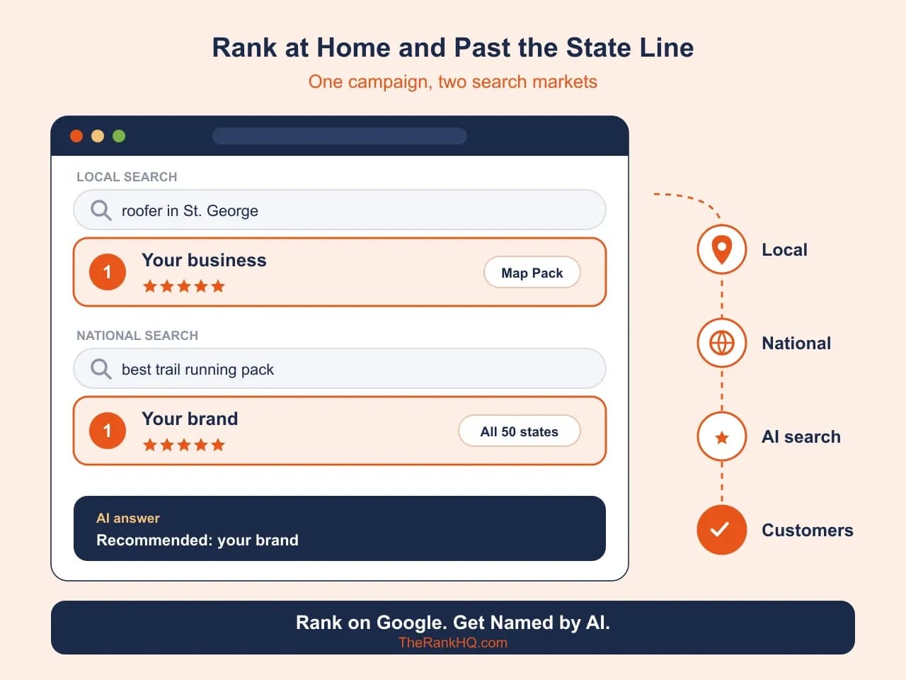SEO for Utah businesses: ranked first in local search and in national search, and named in AI answers