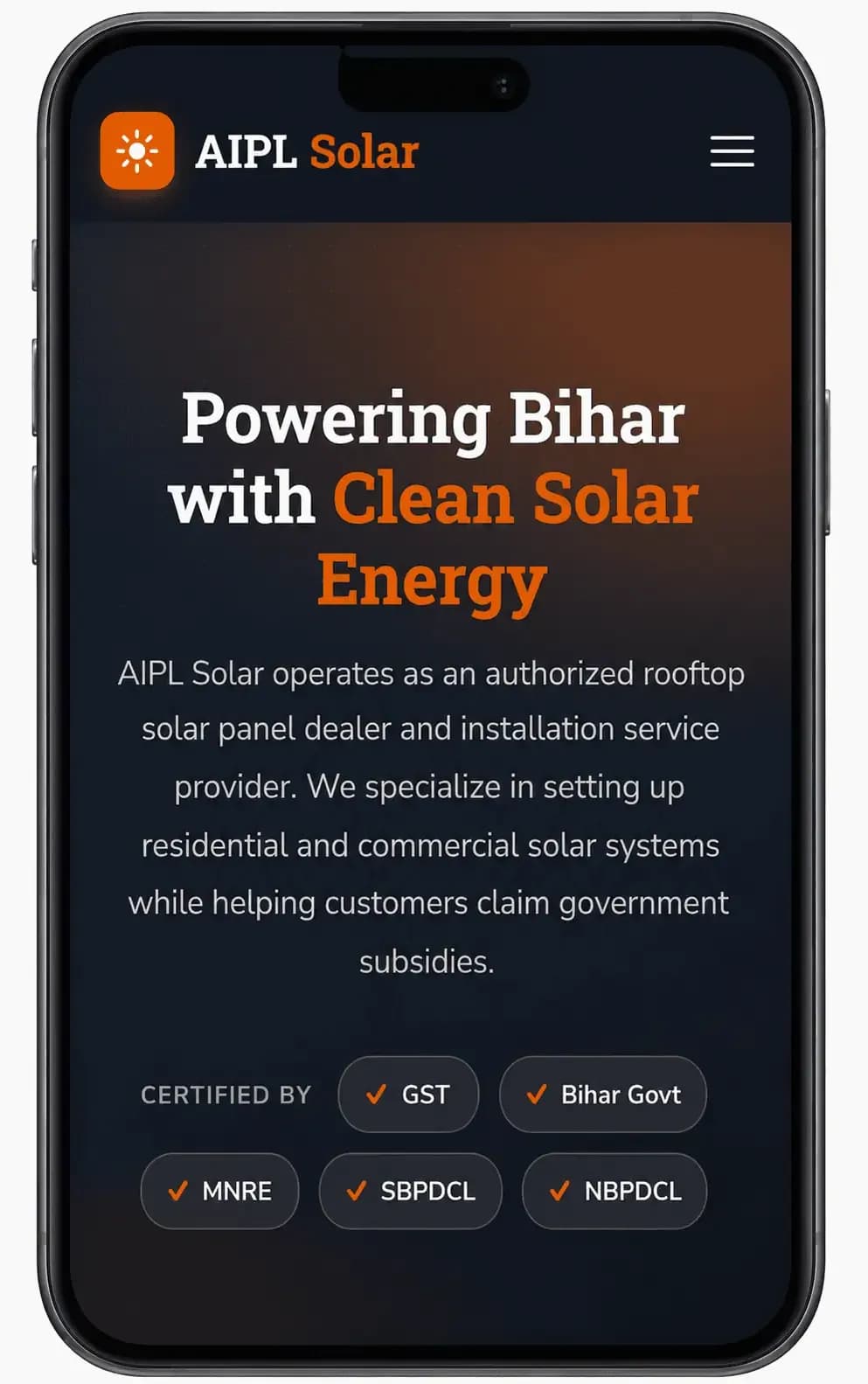 AIPL Solar Mobile Preview