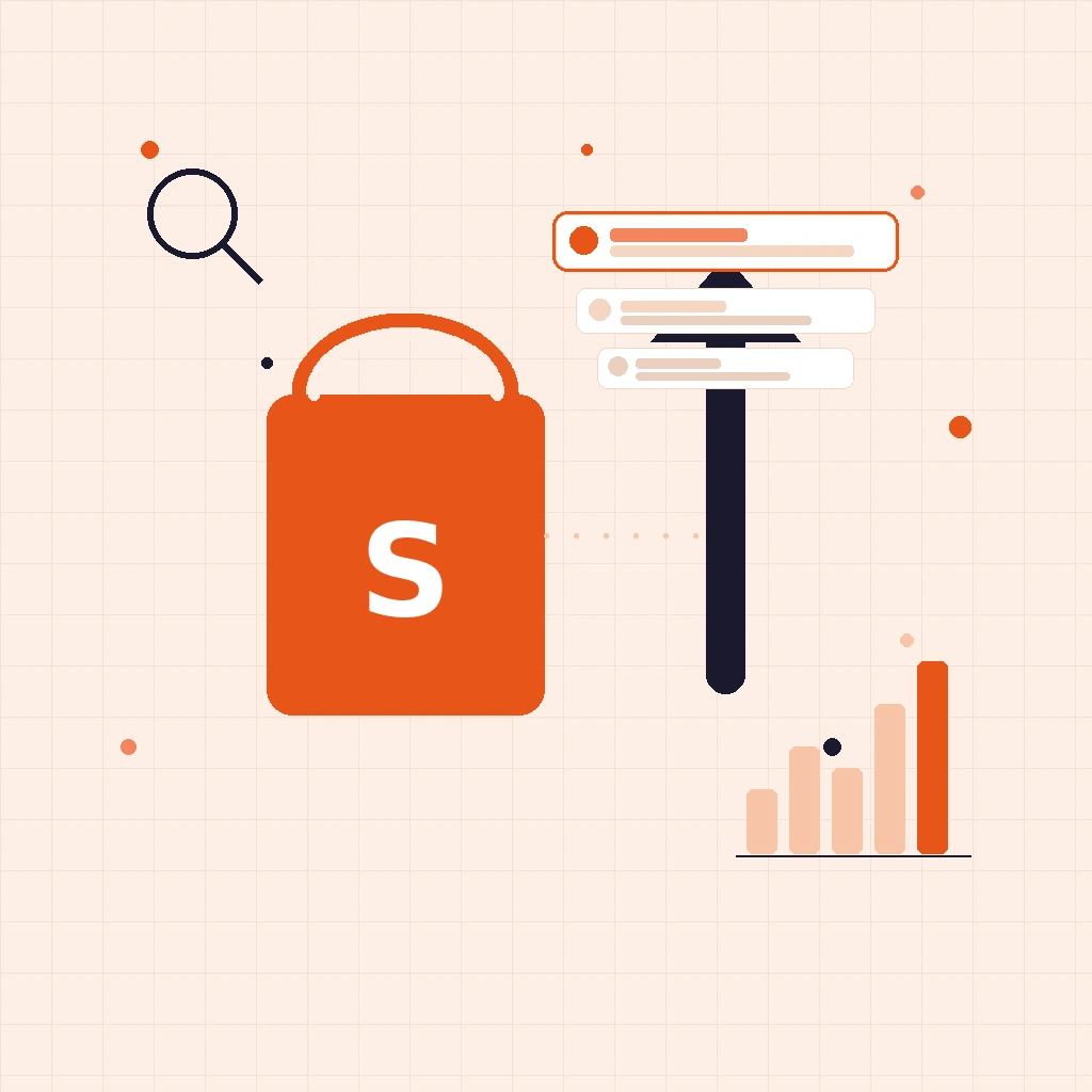 Shopify store SEO ranking growth with search results and revenue chart